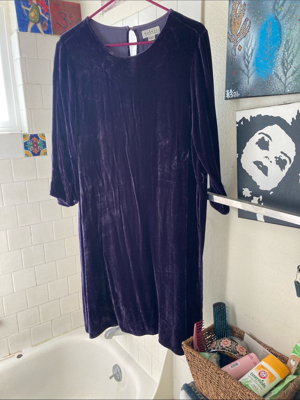 Velvet Deep Purple Velvet Shift Dress